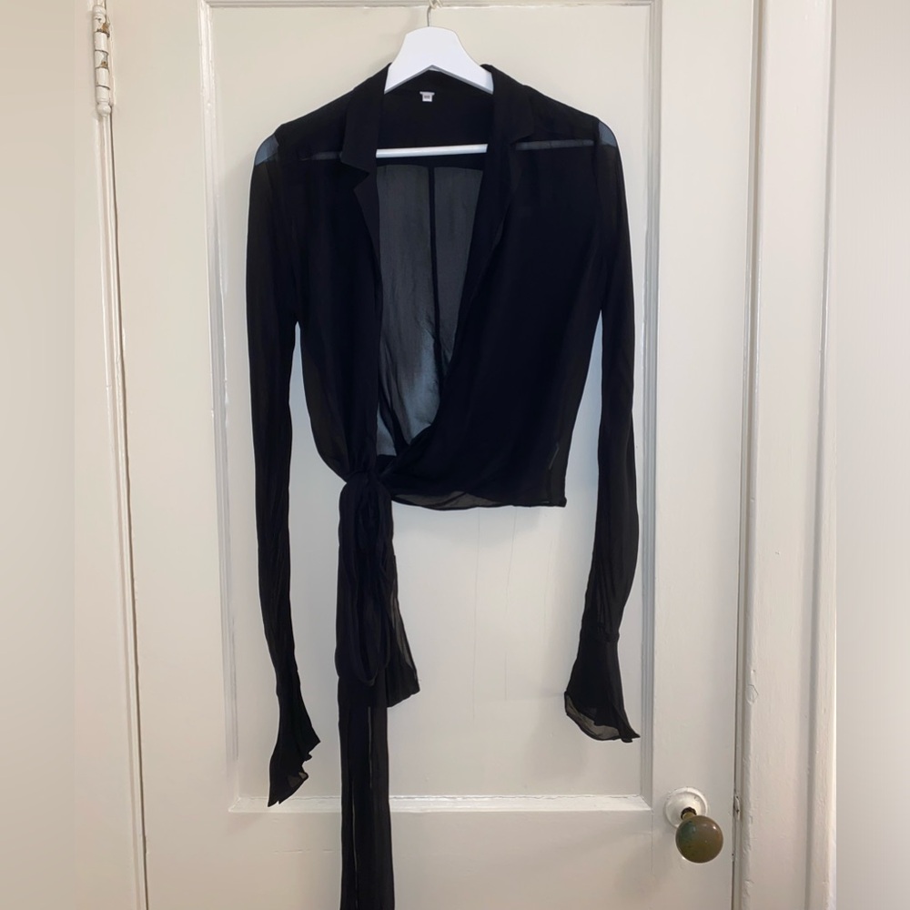 Rat & Boa Wrap Tie Sheer Black Top